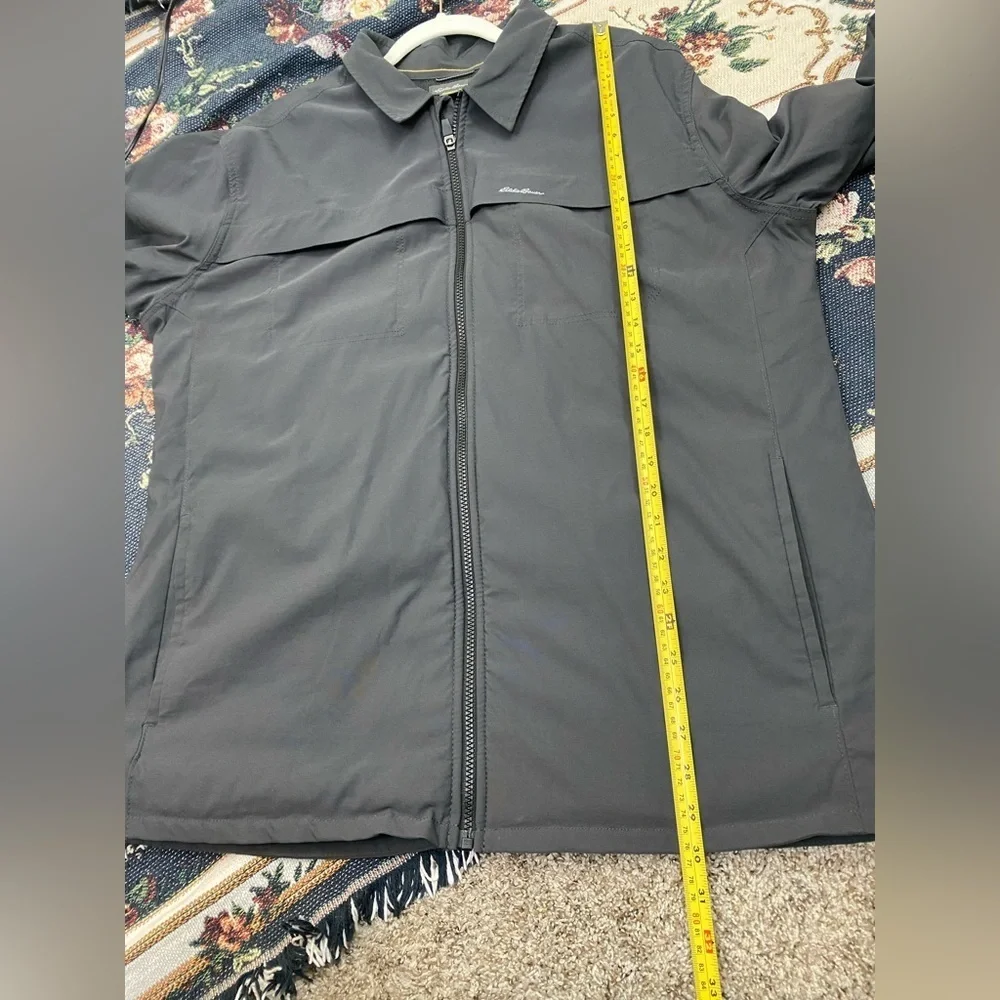 Eddie Bauer Travex Gray Nylon Spandex Outdoor hiking Fleece Lined Jacket Mens XL